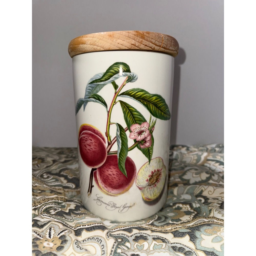 Portmeirion Pomona Grimwoods Royal George Peach Canister with Wood Lid Britain